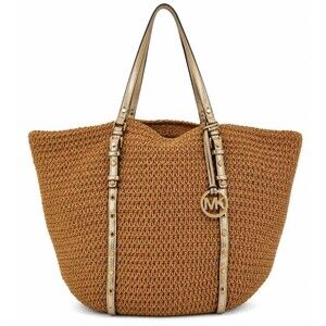 Michael Kors Large Studded Straw Shopper Tote | Style 30S4GSWT3W | Raffia Beach